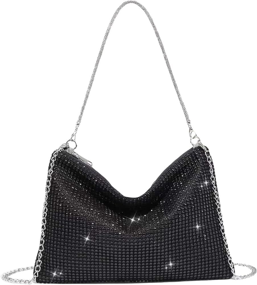 Verdusa Women's Shiny Rhinestone Evening Handbag Hobo Bag Clutch Purse | Amazon (US)