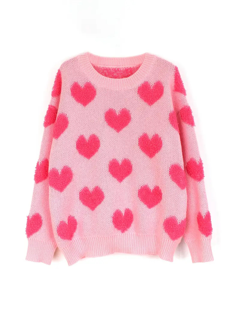 Valentine's Day Heart Pattern Crew Neck Sweater Casual Long - Temu | Temu Affiliate Program