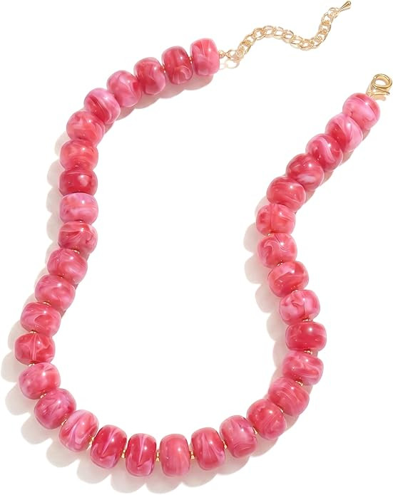 Badu Colorful Chunky Beaded Necklace for Women,Acrylic Bead Choker Statement Necklace Cute Trendy... | Amazon (US)