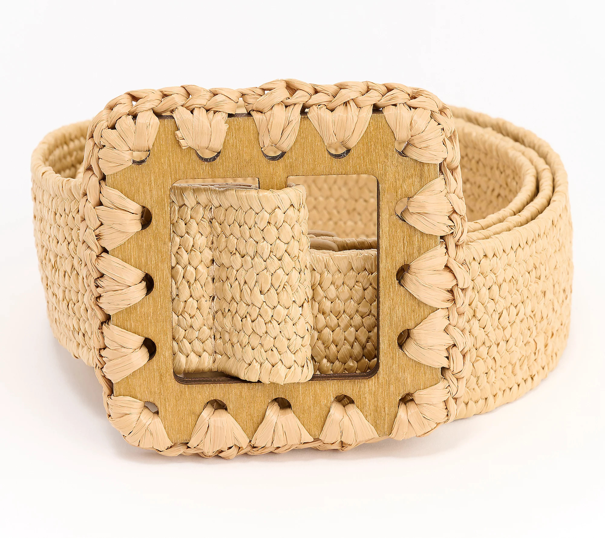 Susan Graver Stretch Raffia Belt with Square Buckle | QVC