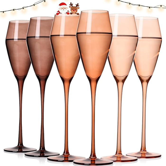 JOVGANG Venus Champagne Flutes Set of 6-7.5oz Hand-Blown Lead-Free Crystal Champagne Glass, Autum... | Amazon (US)