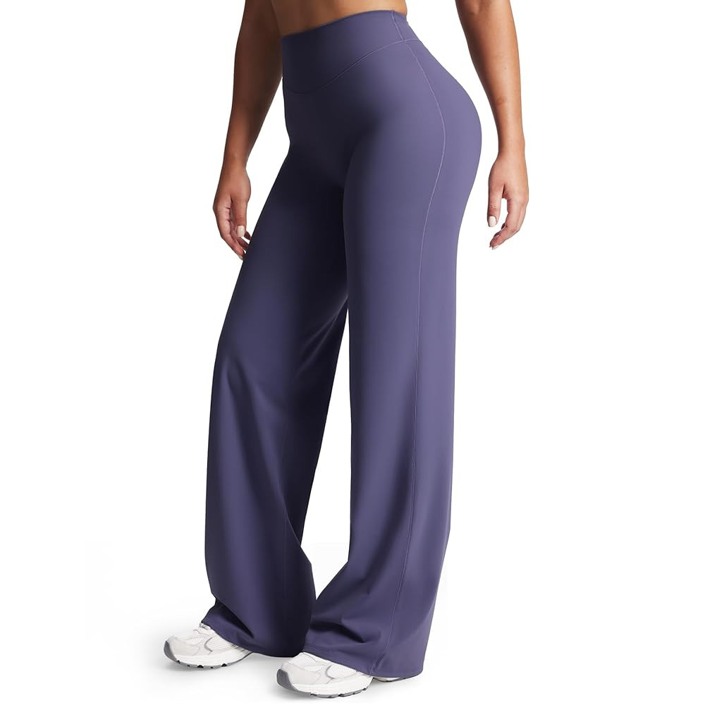 Aoxjox Women's Workout Velura Straight Leg Bottoms Mid-Waist Hidden Srcunch PlushFlex™ Gym Yoga... | Amazon (US)