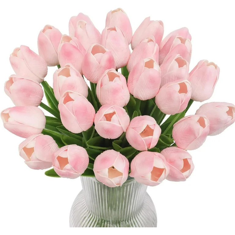 30pcs Artificial Latex Tulips Flowers Faux Tulip Stems PU Real Touch Tulips for Wedding Party Hom... | Walmart (US)