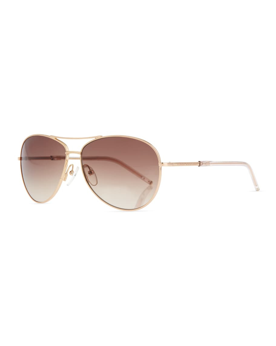 Marc Jacobs Metal Curved-Brow Aviator Sunglasses | Neiman Marcus