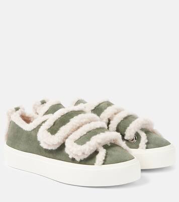 Shearling-trimmed suede sneakers | Mytheresa (INTL)