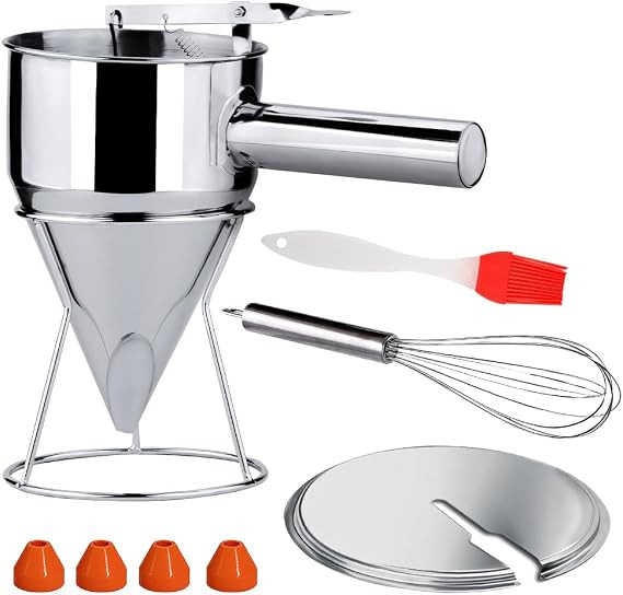 40oz Pancake Batter Dispenser with Squeeze Handle and Bracket,4 Caliber Stainless Steel Funnel Ca... | Amazon (US)