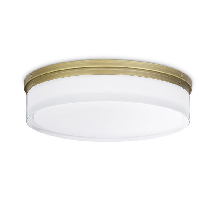 Finn 14" LED Round Glass Flush Mount, Aged Brass | Lights.com