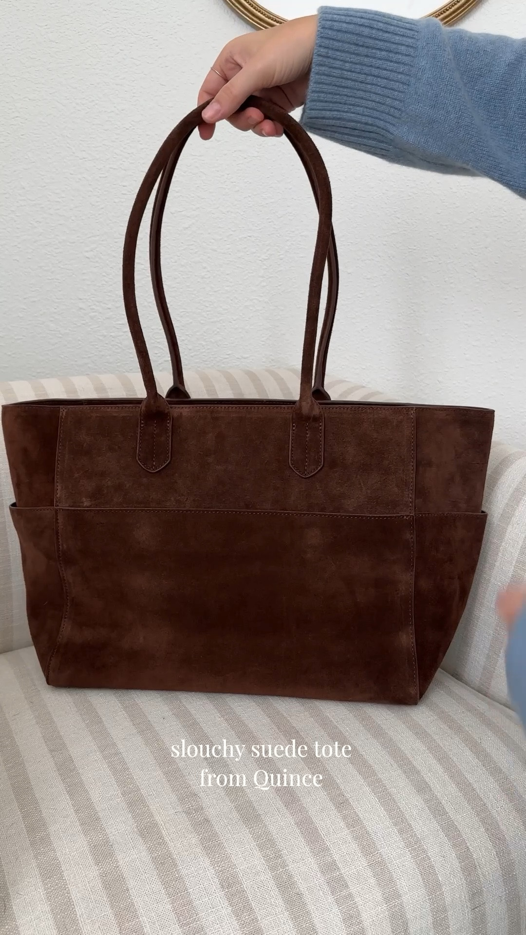 perfect slouchy suede tote bag from @onequince #quincepartner would make a great work bag too! Plenty of room, compartments, key leash, and laptop sleeve 

#LTKWorkwear #LTKSaleAlert
