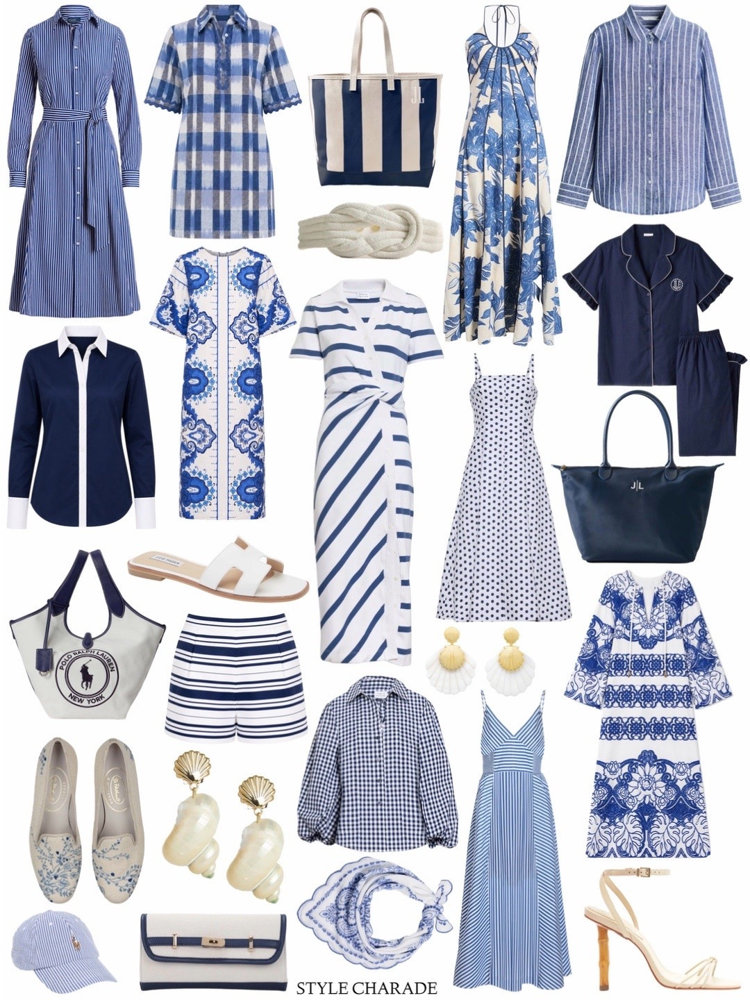 A round up of some fave blue and white pieces including stripe shirts, floral dresses, classic bags, monogrammed pajamas, shell earrings, chic shorts, and summer ready shoes

#LTKootd #LTKSaleAlert #LTKWorkwear