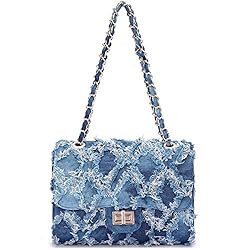 Women Small Shoulder Bags Quilted Crossbody Distressed Jean Denim Purse Evening Bag Clutch Handba... | Amazon (US)