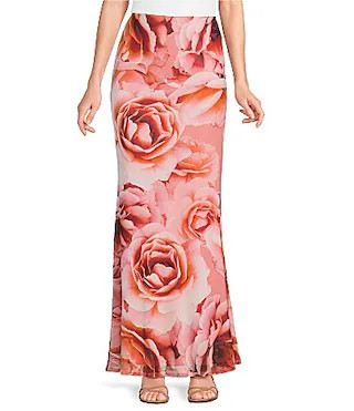 AFRM Tegan Floral Print Mesh Coordinating Maxi Skirt - XS | Dillard's