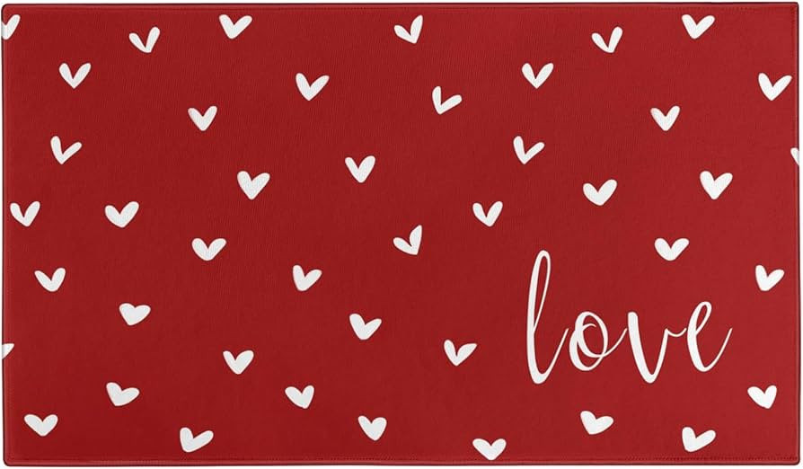Valentines Door Mat,Valentines Red Love Heart Indoor Outdoor Non-Slip Doormat,Entryway Front Porc... | Amazon (US)