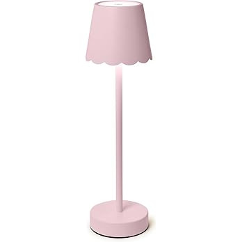 Two's Company Scalloped Edge Shade LED Cordless Table Lamp, 14-Inch, Pink | Amazon (US)