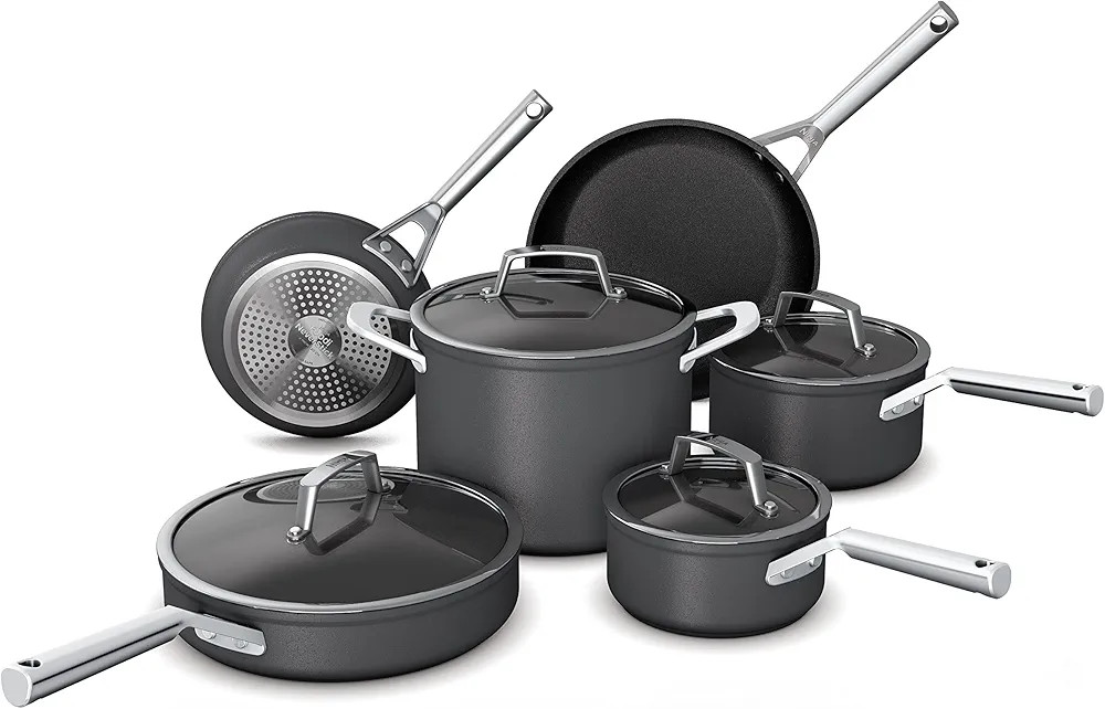 Ninja NeverStick Premium Hard-Anodized 10 Piece Pots & Pans Set, Nonstick Cookware Set, Durable, ... | Amazon (US)