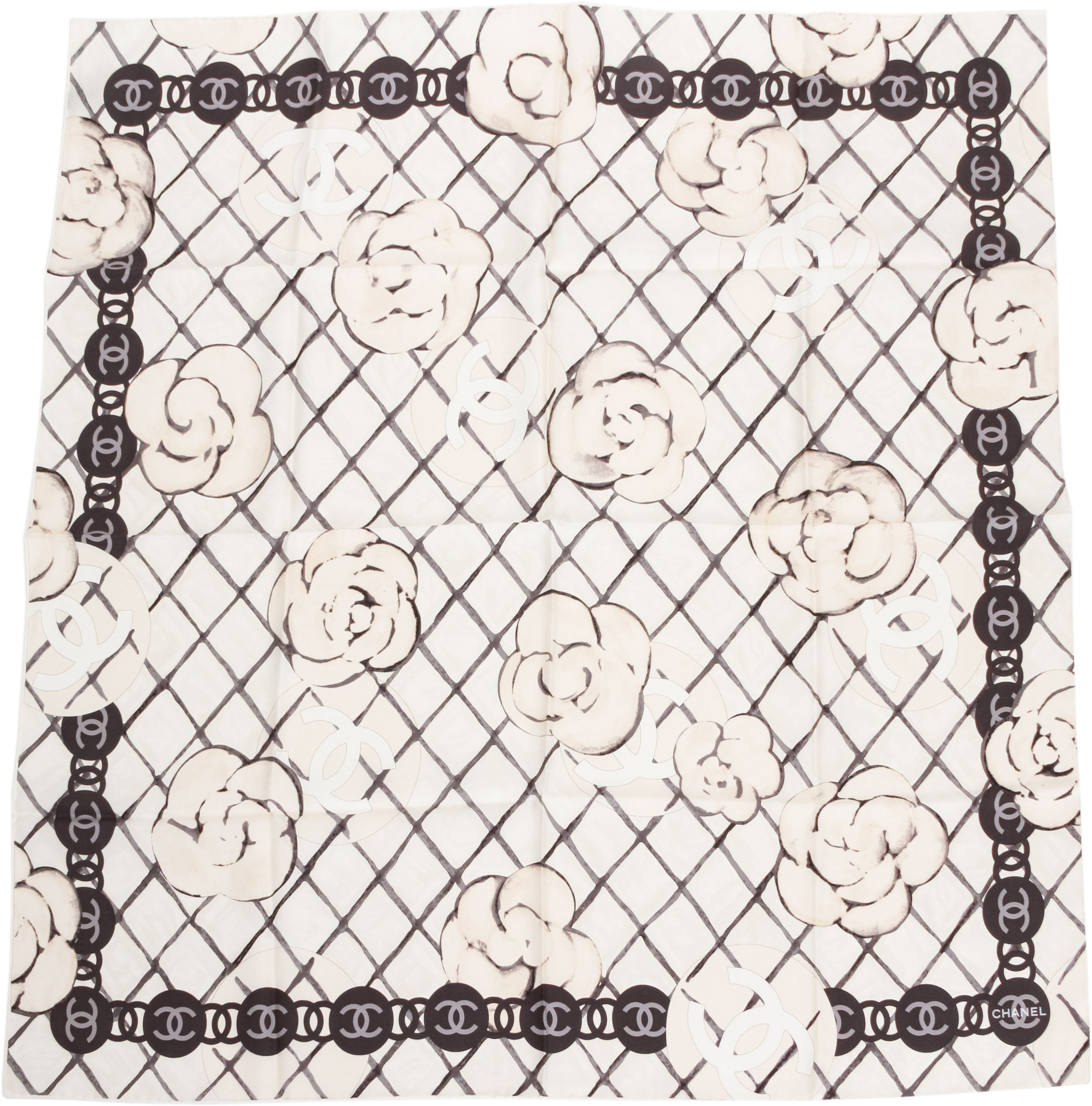 Chanel BN White Camellia Silk Scarf - Vintage Lux | One Kings Lane