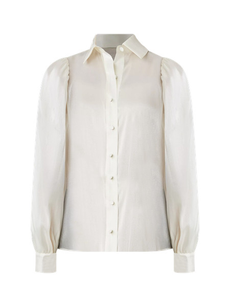Organza Voluminous Collared Shirt | Ann Taylor
