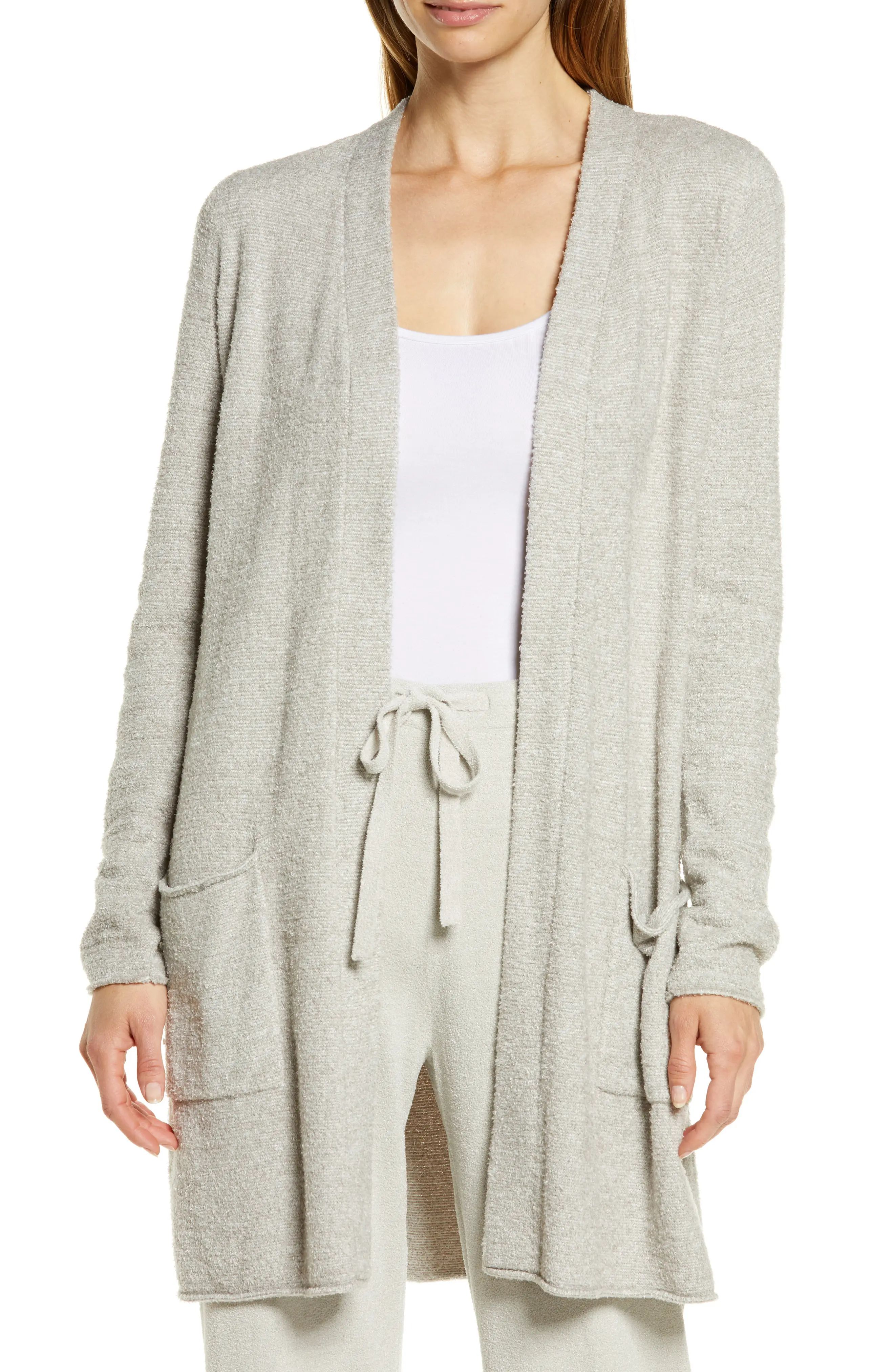 Barefoot Dreams(R) CozyChic Lite(R) Long Cardigan in He Pewter/Pearl at Nordstrom, Size Medium | Nordstrom