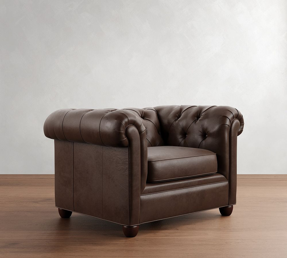 Chesterfield Roll Arm Leather Chair | Pottery Barn (US)