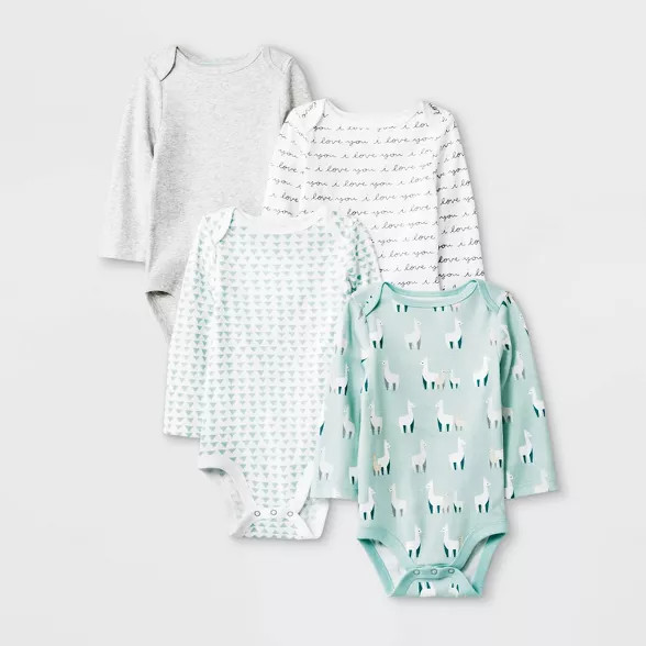 Baby 4pk Long Sleeve Bodysuit - Cloud Island™ | Target