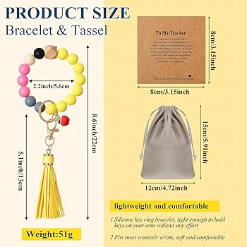 1/4/6 Set Teacher Appreciation Gift Bulk Wristlet Keychain Bracelet for Women Car Key Chain Thank... | Amazon (US)
