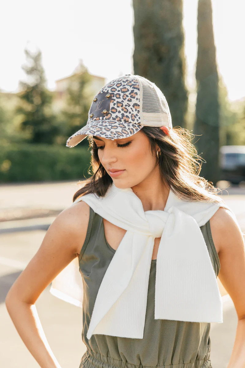 LV Tan Leopard Hat | Vintage Boho