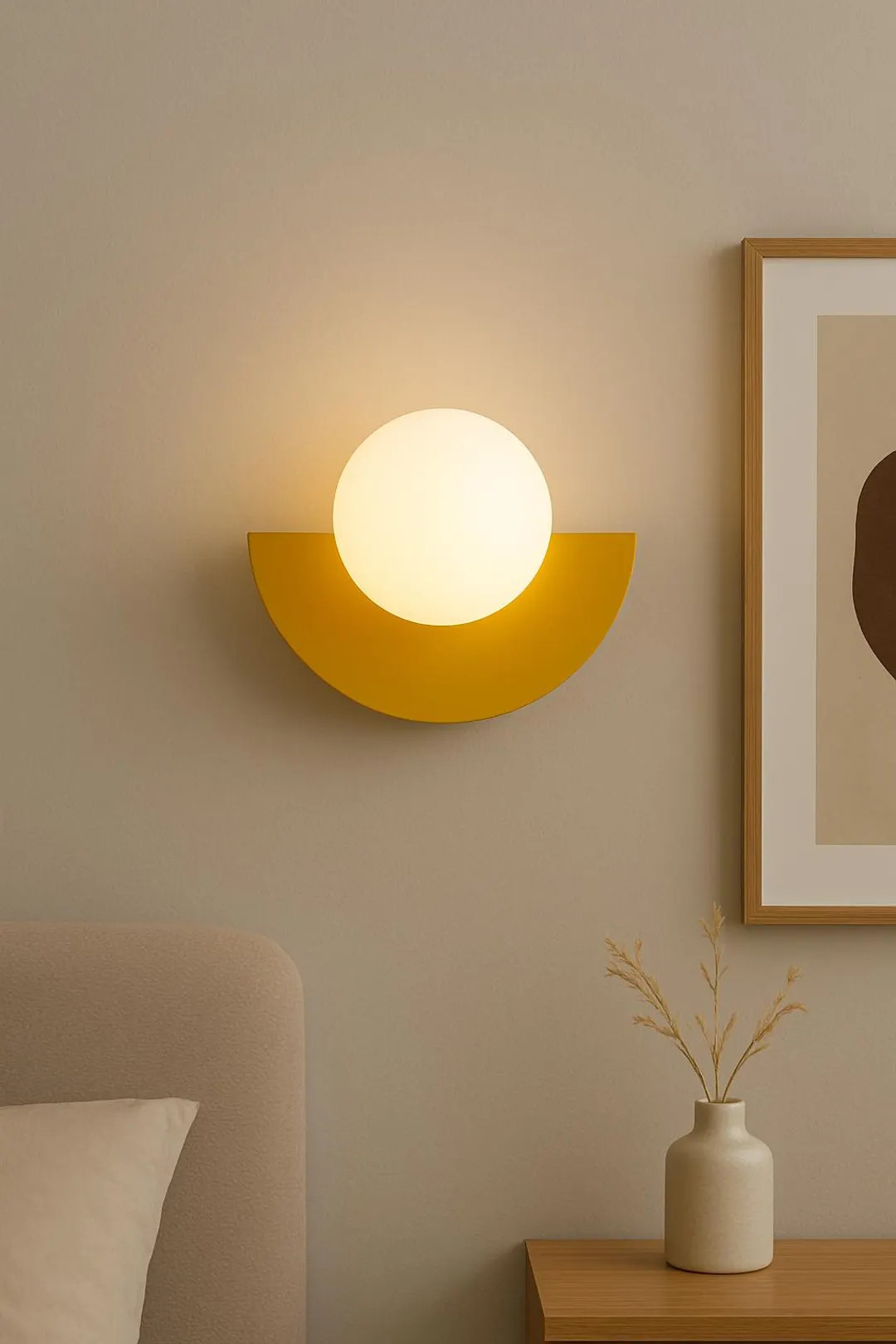 Minimalist Half Moon Wall Sconce, Modern LED Accent Light, Colorful Metal Sconce for Bedroom Mid-... | Etsy (US)