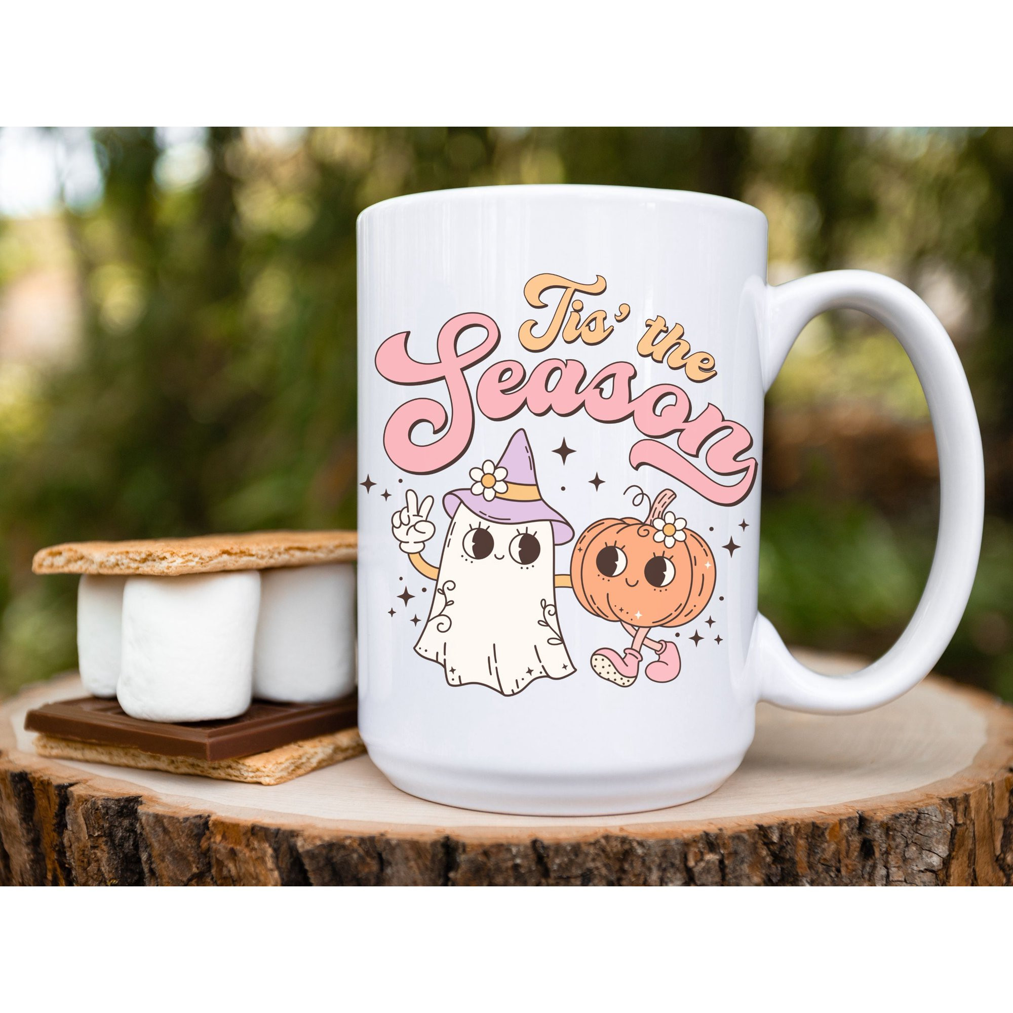 Cute Retro Ghost Mug 15oz, Tis The Season Halloween Mug, Spooky Season Gift | Walmart (US)