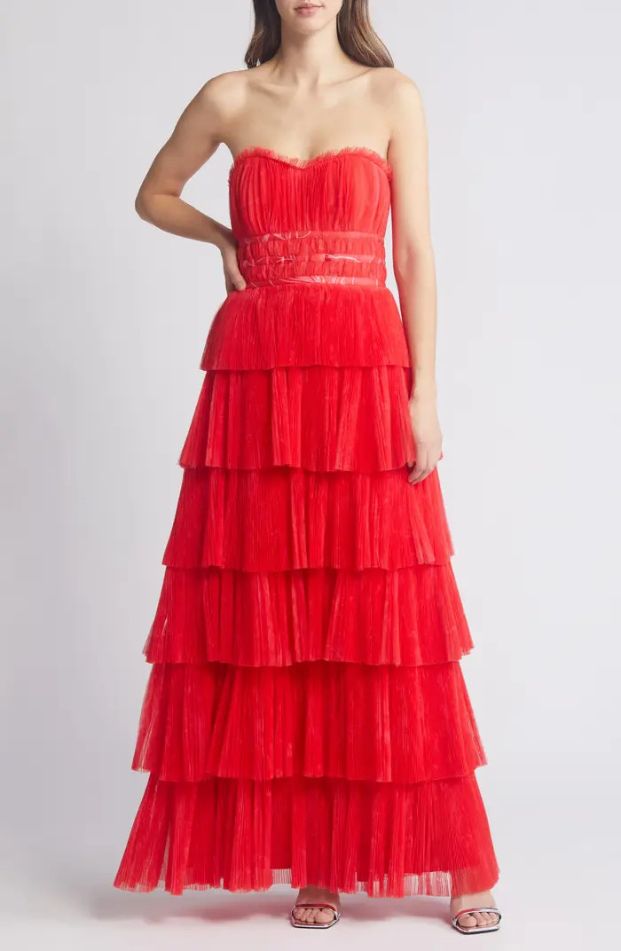 Evi Strapless Plissé Gown | Nordstrom