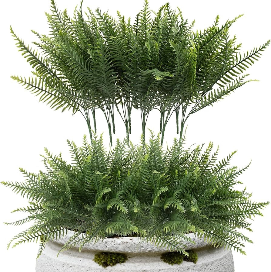 lovemoon 12 Pcs Fake Ferns for Outdoors UV Resistant Faux Fern Plants, Artificial Greenery Fern S... | Amazon (US)