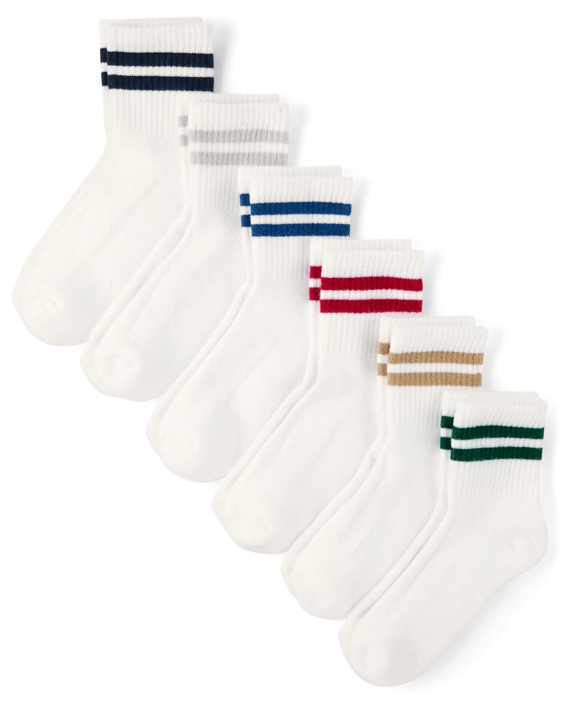 Boys Striped Cushioned Midi Socks 6-Pack - multi | The Children's Place