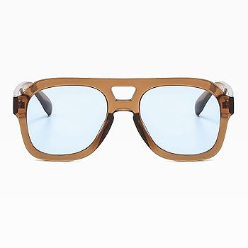Long Keeper Retro Pilot Sunglasses Double Bridge Women Men Aviation Square Sun Glasses Thick Fram... | Amazon (US)
