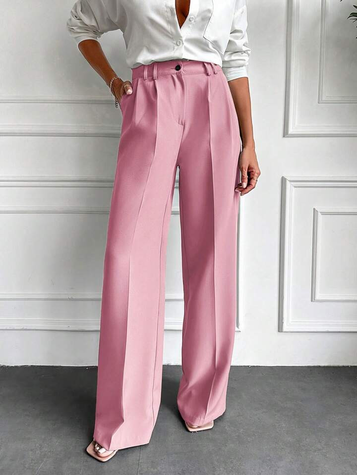 SHEIN Solid Slant Pocket Suit Pants | SHEIN
