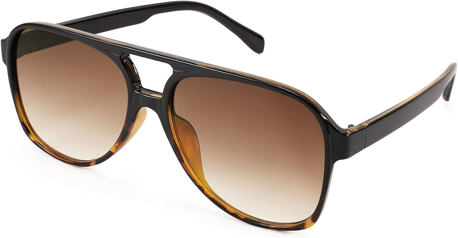 FEISEDY Vintage Retro 70s Plastic Aviator Sunglasses Women Men Classic Large Squared Frame B2751 | Amazon (US)