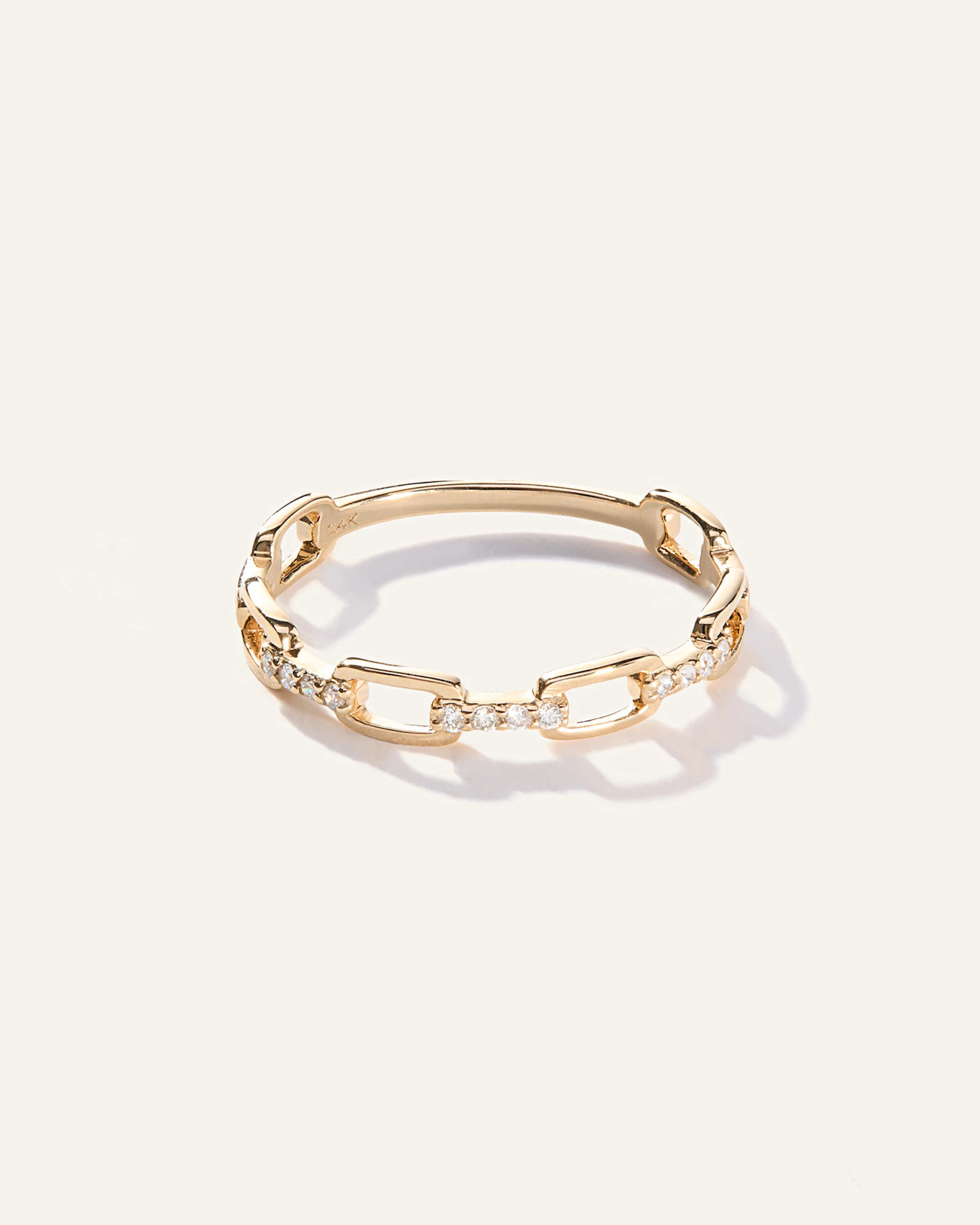Quince | Women's 14K Gold Diamond Paperclip Link Ring in Yellow Gold, Size 9 | Quince