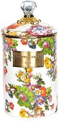 MacKenzie-Childs Flower Market Canister with Lid, Decorative Food Canister, White, Large | Amazon (US)