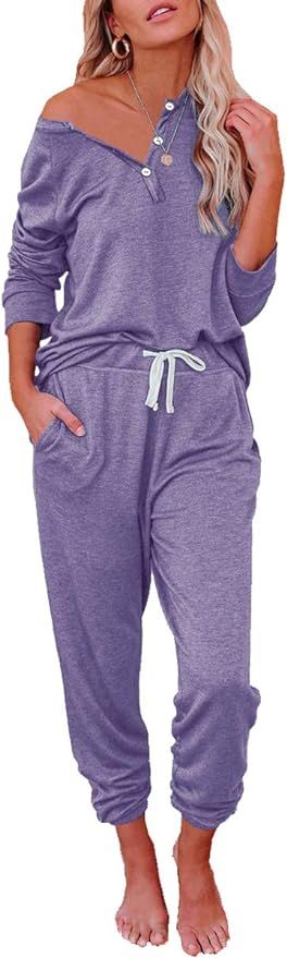 AUTOMET Womens 2 Piece Outfits Pajamas Sets Summer Lounge Sets Loungewear Sweatsuits with Sweatpa... | Amazon (US)