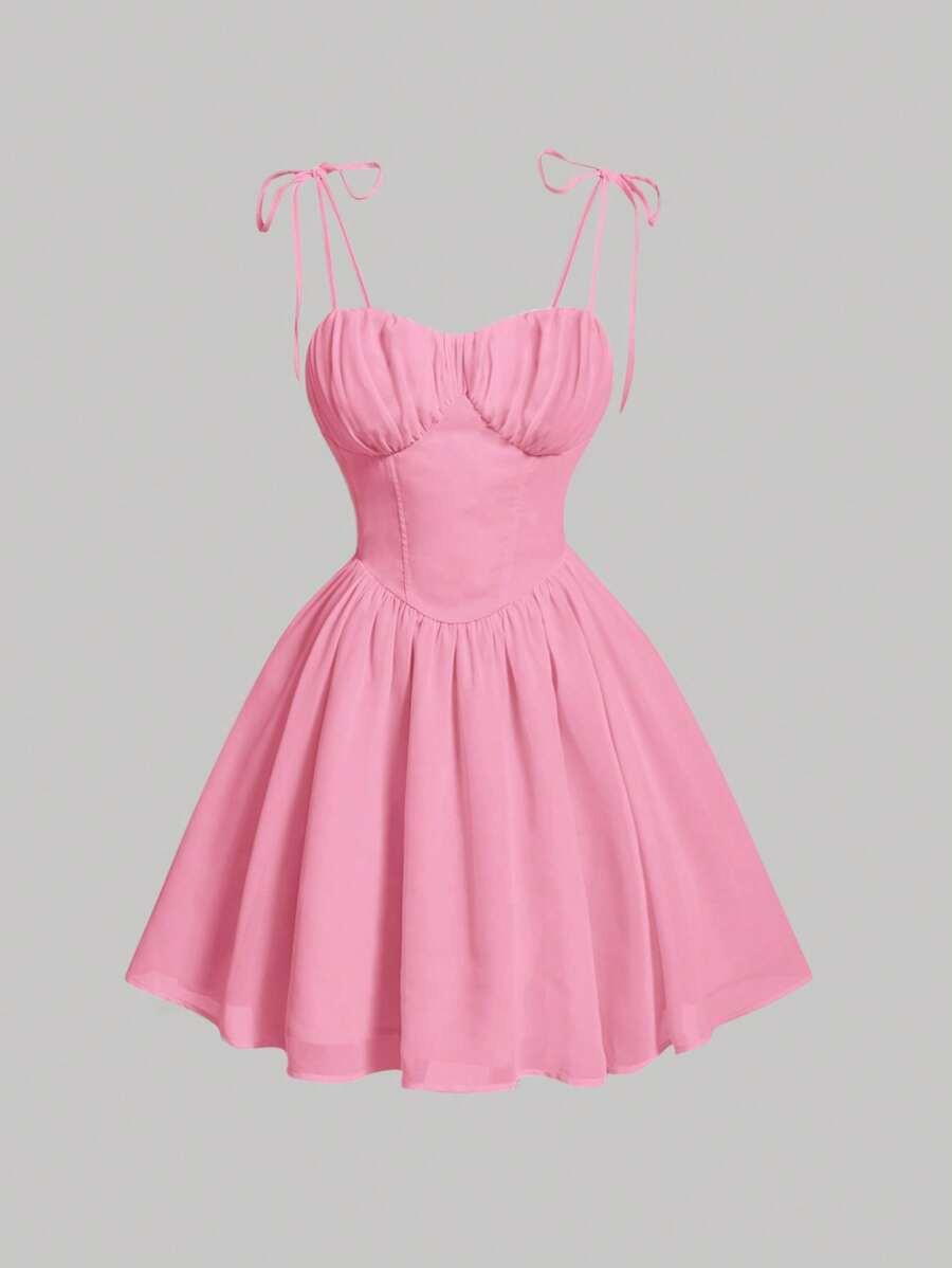 SHEIN MOD Solid Ruched Bust Cami Dress | SHEIN