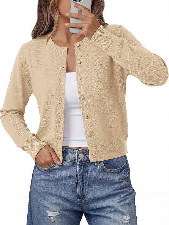 BTFBM Cardigan Sweaters for Women Lightweight Sweater Button Down Casual Knit Shrugs Tops Spring ... | Amazon (US)