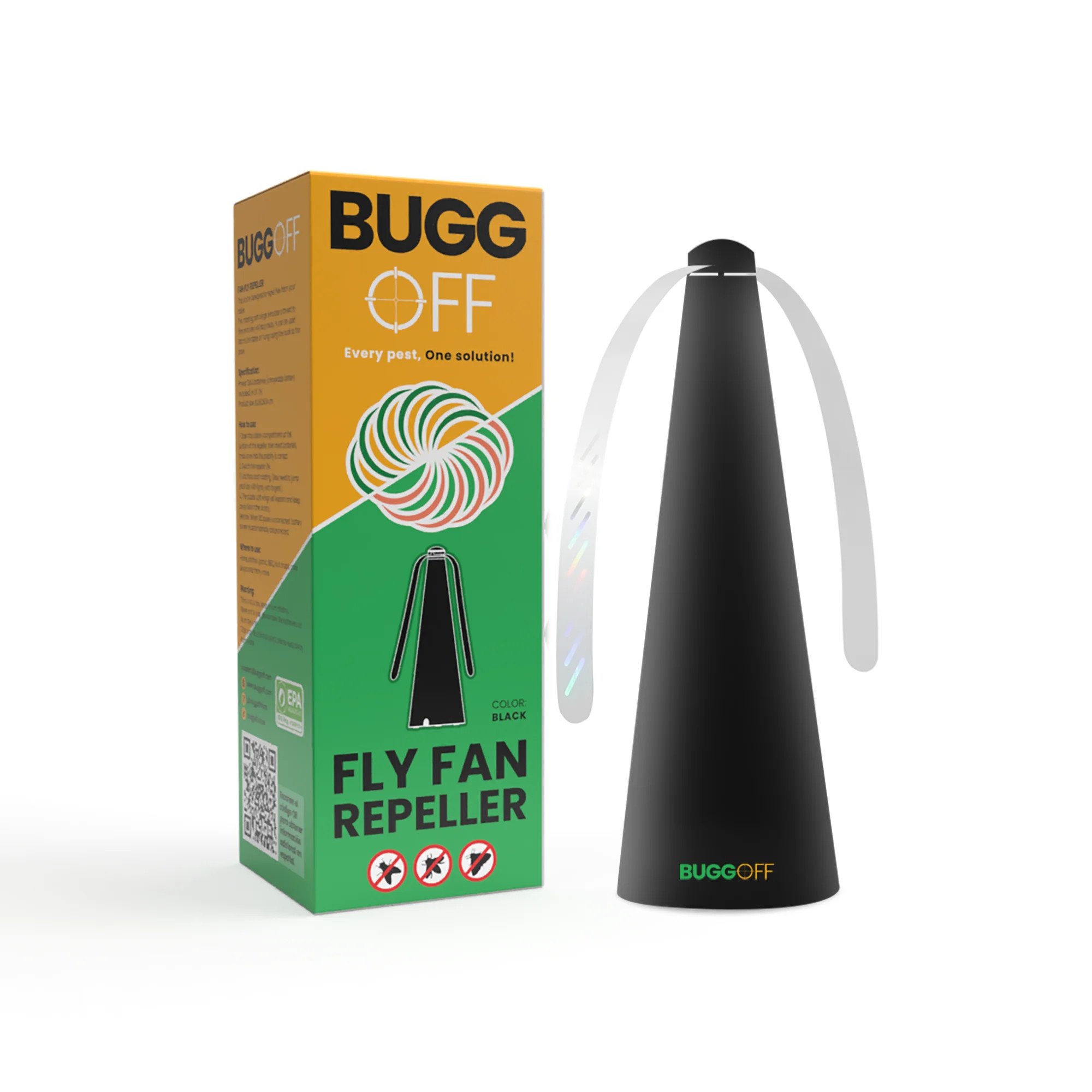 BUGGOFF Black Fly & Flying Insect Repellent Fan with Twin Blades, Table top & Hangable, Battery P... | Walmart (US)