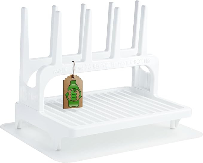 PopYum Glacier White Space Saving Drying Rack from 100% Recycled Bottles with Clear Frosted Silic... | Amazon (US)