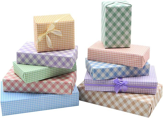 Classic Plaid Wrapping Paper, Popular Light Color in White Kraft Gift Wrapping Paper, 20x28 inche... | Amazon (US)