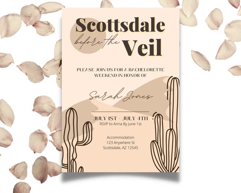 Beige Monochrome Scottsdale Before the Veil Bachelorette - Etsy | Etsy (US)