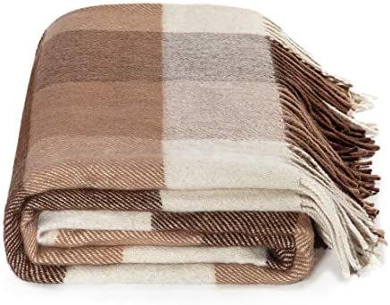 Farridoro Wool Plaid Blankets and Throws 51Inches with 67Inches Decorative Fringe Polyester Fiber... | Amazon (US)