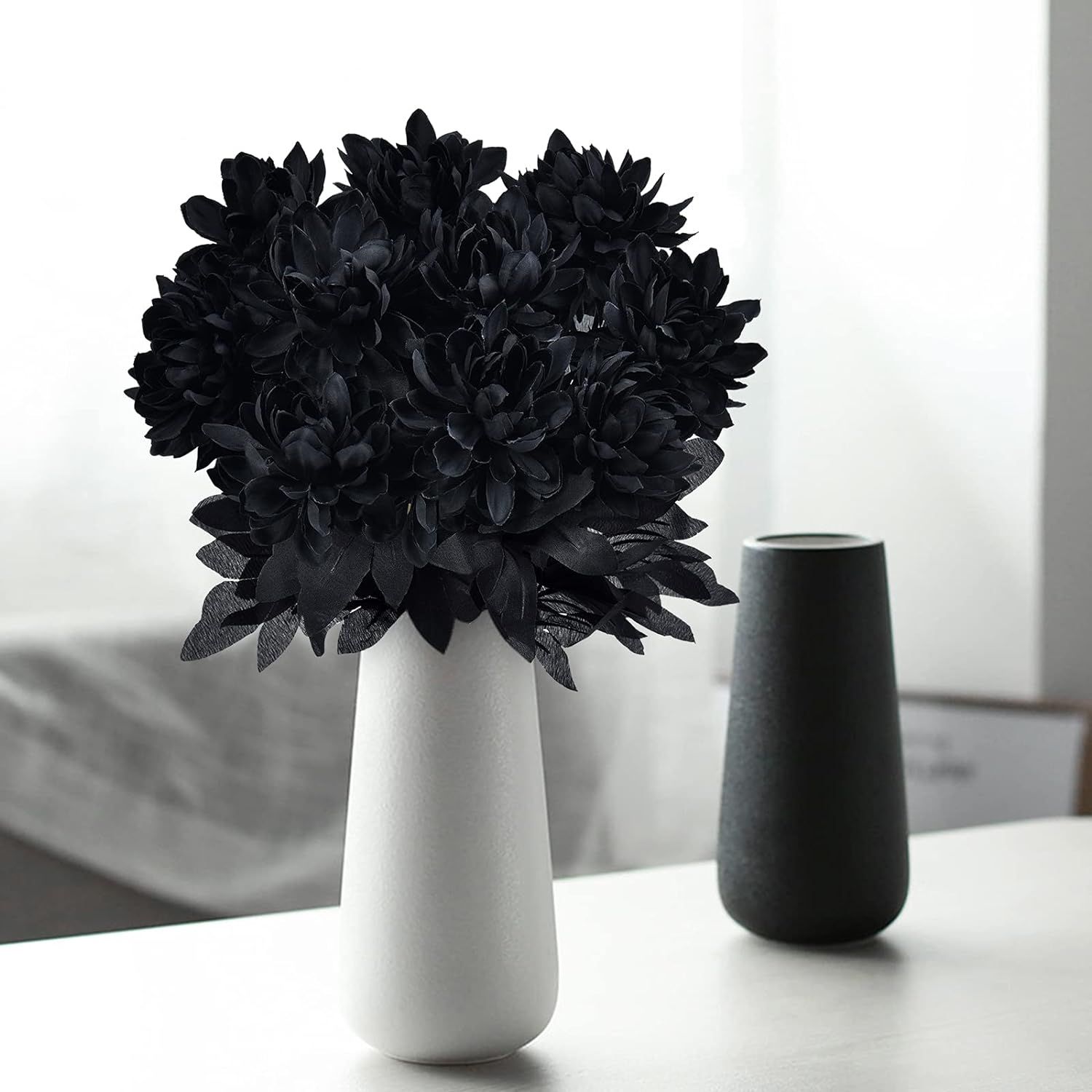 Hamore 10Pcs Dahlia Artificial Flowers Black Artificial Flowers Artificial Silk Dahlia Bouquet Bl... | Amazon (US)