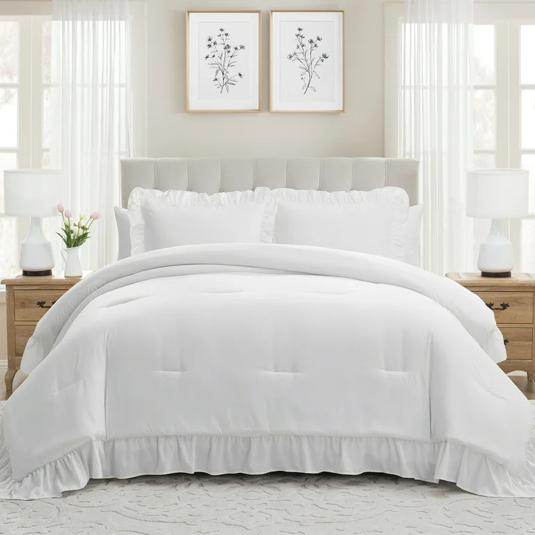 My Texas House White 3-Piece Ruffle Comforter Set, King | Walmart (US)