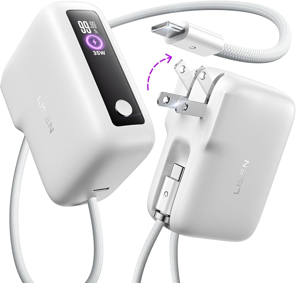 LISEN 3 in 1 Fast Travel Charger, 35W Power Bank Fast Charging Portable Charger with Wall Plug Bu... | Amazon (US)