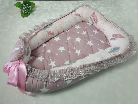 Ready to ship. Baby nest girl, baby shower gift ideas, dusty rose baby lounger | Etsy (US)