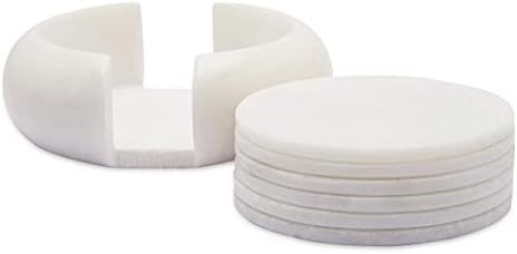 Makrana Marble Stone Coasters for Drinks, Set of 6, with White Marble Holder | Perfect Housewarmi... | Amazon (US)