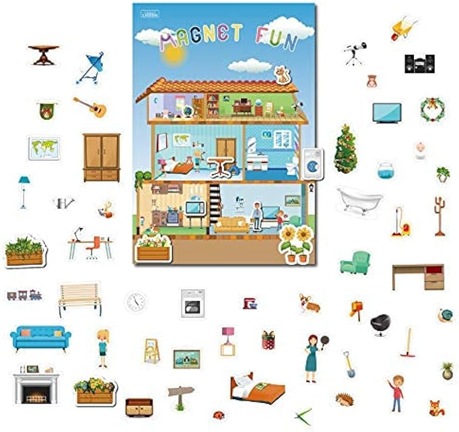 Magnetic Portable Playboard Doll House Family Magnets for Todder Kids Perfect Preschool Learning ... | Amazon (US)