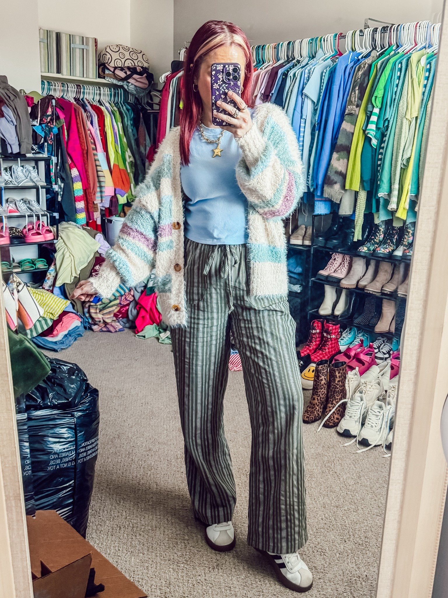 Today’s ootd 
Tee - medium - Walmart 
Cardigan - small - VICI 
Pants - medium - Amazon 
Shoes - adidas 
Necklace - Amazon 

#LTKSeasonal #LTKootd